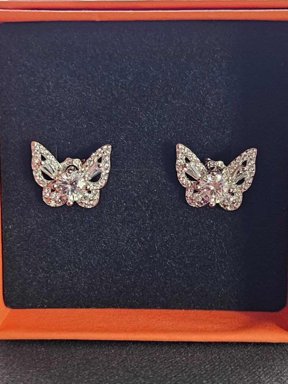 925 Silver 1CTW Moissanite Butterfly Stud Earrings GRA